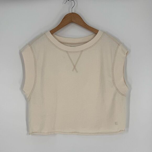 Everlane Lightweight French Terry Cropped Muscle Tank in Canvas | Small - Picture 2 of 6